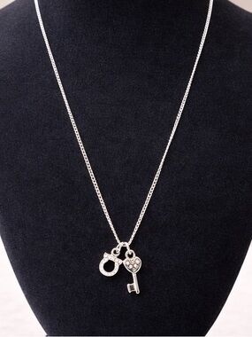 Salvatore Ferragamo Silver-Tone Key & Heart Charm Necklace